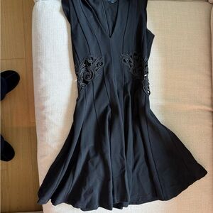 French Connection Black Mini Dress with Embroidery